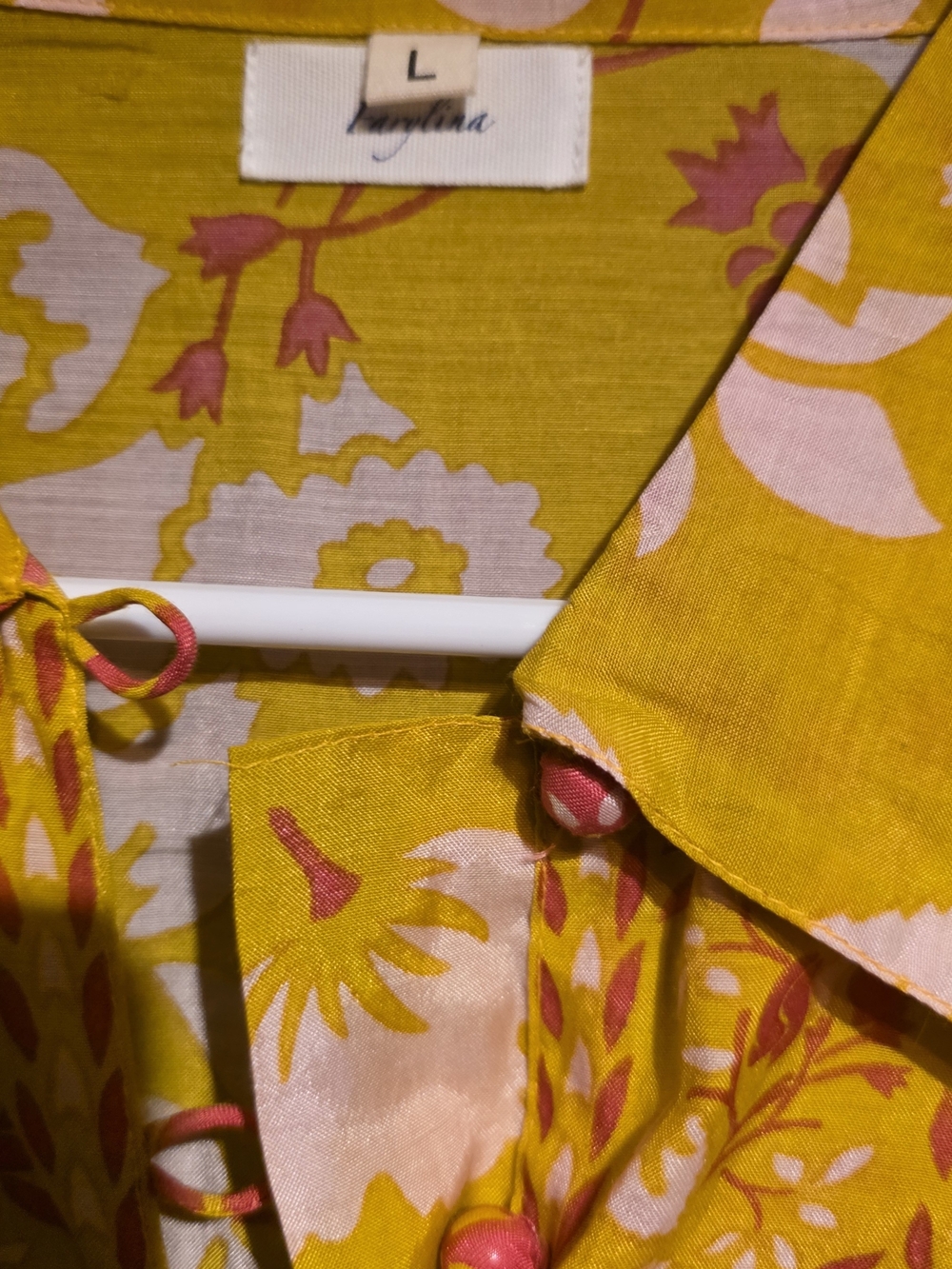 Farylina NWOT Large Yellow Floral Button-Front Maxi Dress with Waist Tie Ptp 21 - Picture 3 of 3